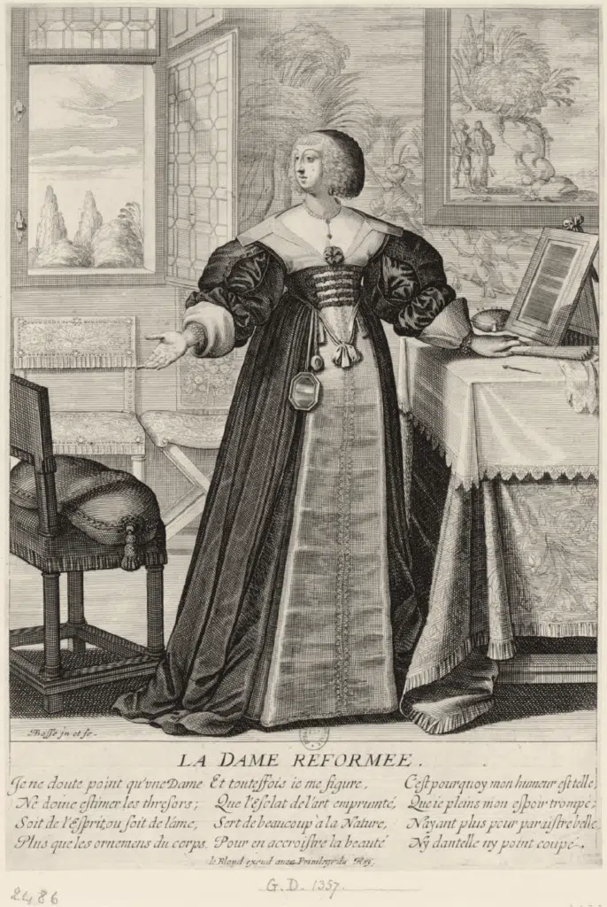 La Dame réformée, 290 x 195 mm., vers 1630 - Abraham Bosse | Domaine public