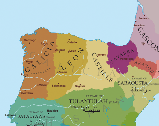 Situation politique dans le nord de la péninsule ibérique vers 1065 - Alexandre Vigo | Creative Commons BY-SA 3.0