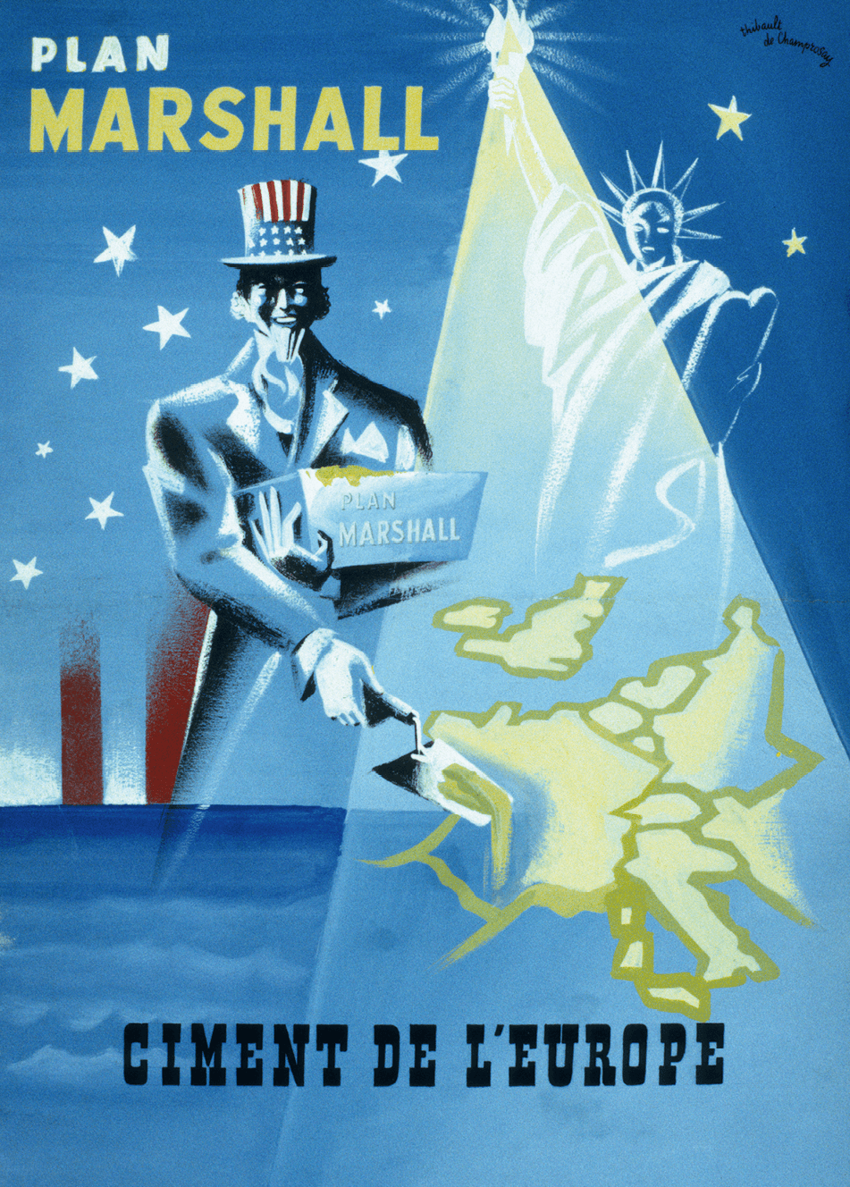 Affiche datée de 1947, en faveur du Plan Marshall - Thibault de Champrosay | Domaine public