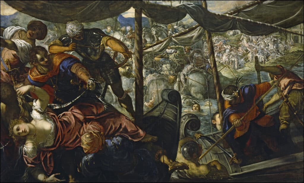 Le viol d'Hélène : Ce tableau faisait partie de la Galerie céleste, où il se trouvait au Palazzo Ducale de Mantoue - 
Jacopo Tintoretto | Domaine public
