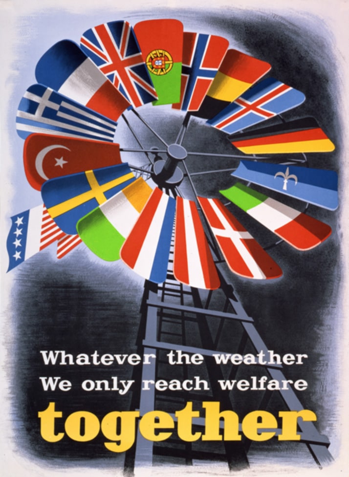 Une des nombreuses affiches créées par l'Administration de la coopération économique, une agence du gouvernement américain.
