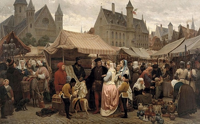 Une foire franche à Gand au Moyen Âge. Par Félix de Vigne. 1862. Musée des Beaux-Arts, Gand - 	
Félix de Vigne | Domaine public