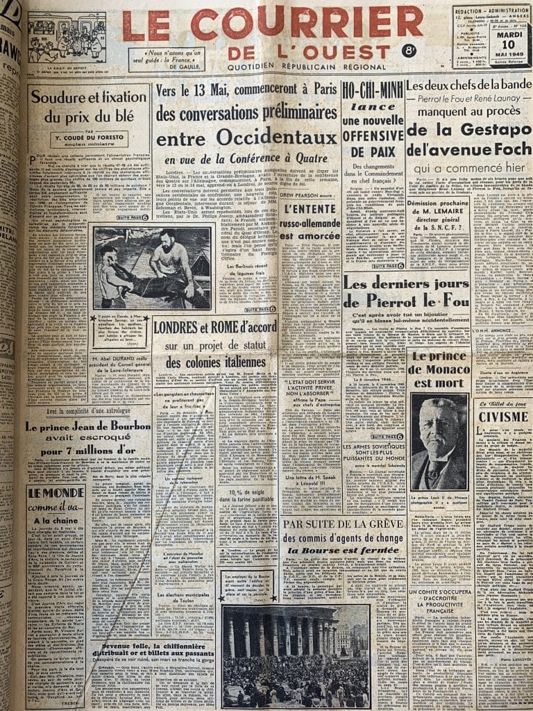 Archive-départementale-dAngers-Le-Courrier-de-lOuest-Une-du-10-mai-1949-30JO8