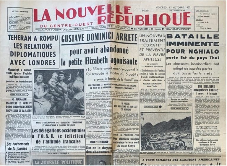 Archive départementale d’Angers Le Courrier de l’Ouest Une du 2 mai 1949 30JO8