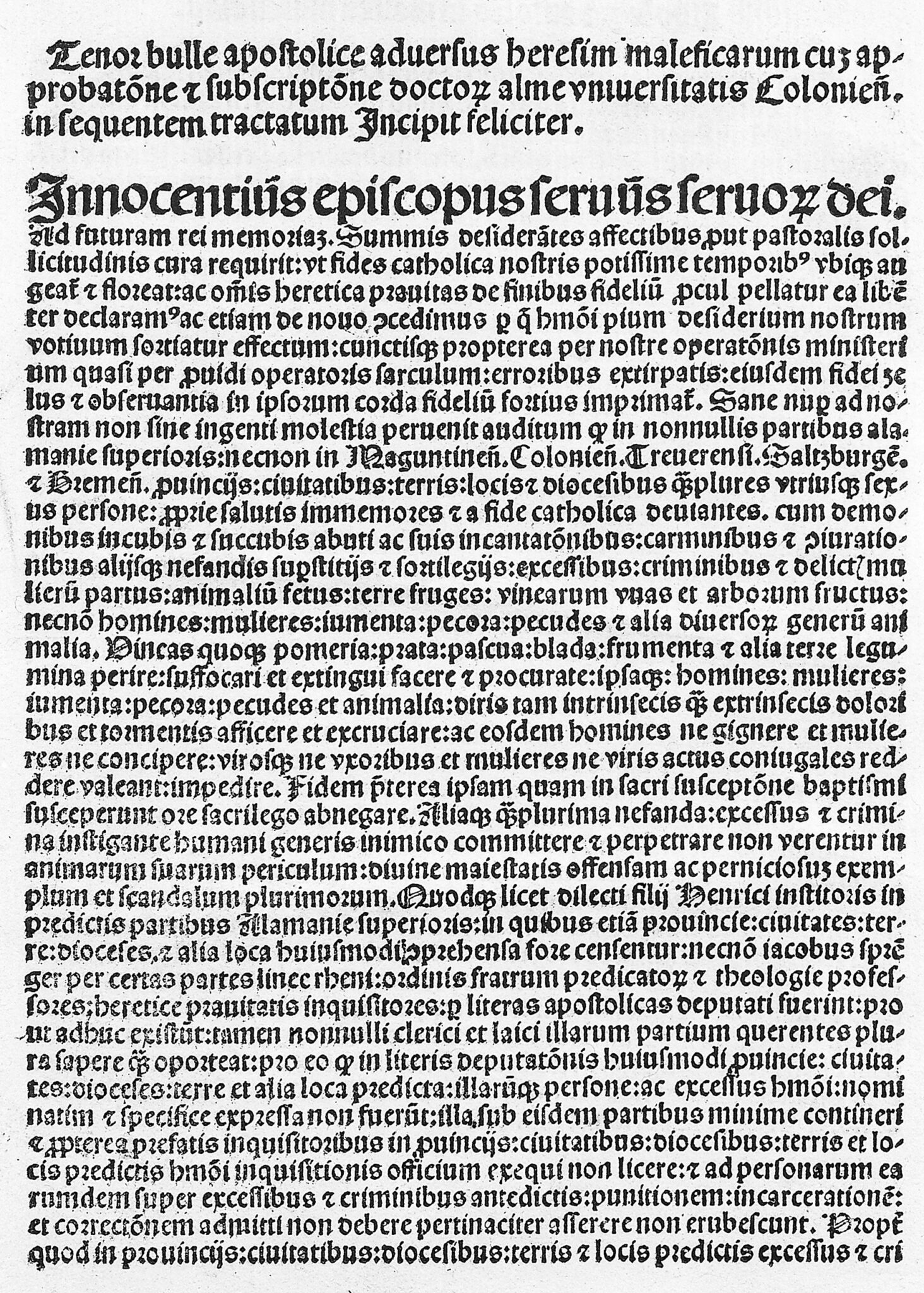 Malleus Maleficarum, début de la bulle d'Innocent VIII | Creative Commons BY 4.0