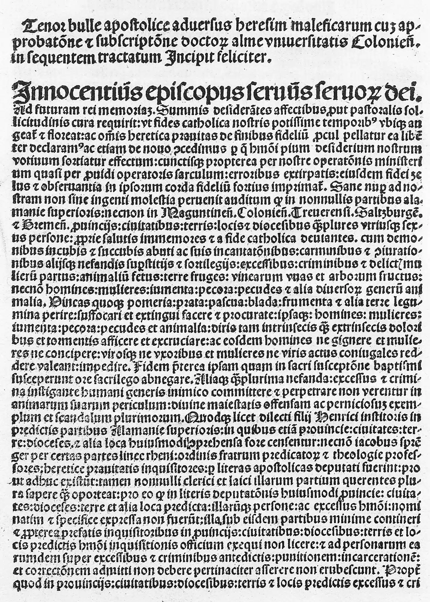 Malleus Maleficarum, début de la bulle d'Innocent VIII | Creative Commons BY 4.0