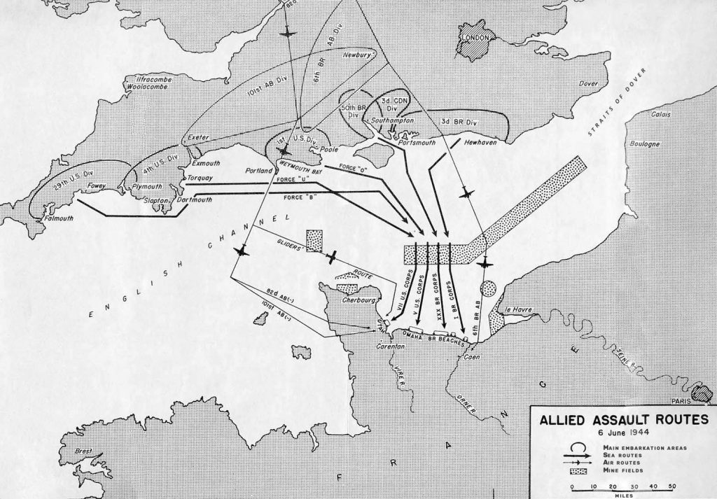 Plan d'attaque du débarquement des troupes alliées en Normandie