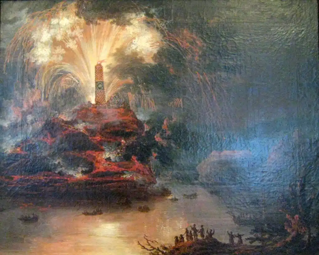 Feux d'artifice lors d'une visite de Catherine II de Russie en Crimée, tableau anonyme - Auteur inconnu | Domaine public