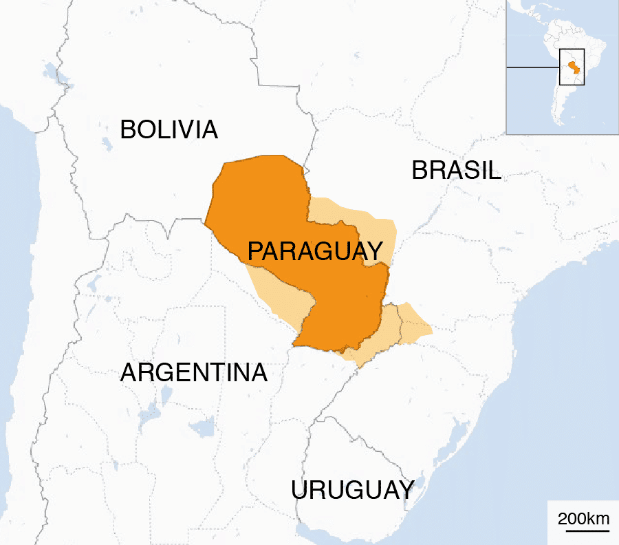 Les terres gagnées sur le Paraguay par la Triple Alliance - BBC