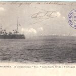 Le croiseur français Gloire lors du bombardement de Casablanca en août 1907, imprimé sur une carte postale - Joseph Boussuge | Domaine public
