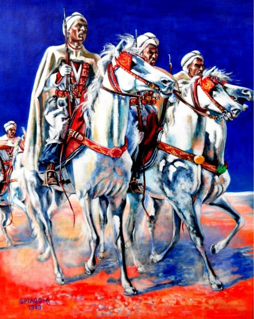 Les Cavaliers de l'Atlas — Tableau représentant des harkis servant dans les compagnies nomades en Algérie - Josette Spiaggia | Creative Commons BY-SA 3.0