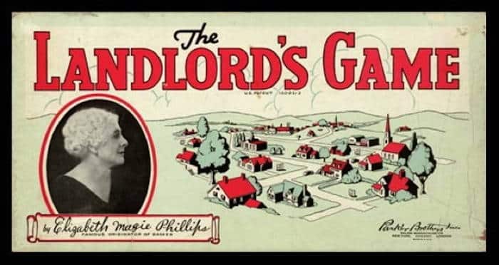 Couverture du jeu The Landlord's Game, avec le visage d'Elizabeth Magie