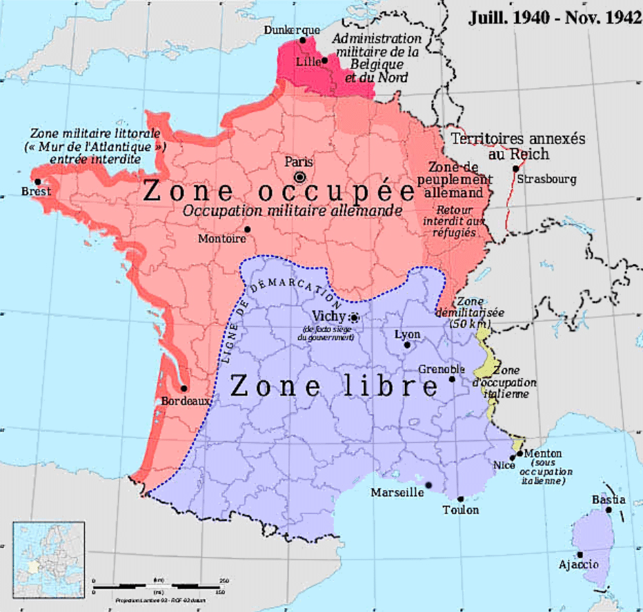 Territoire de la France entre juillet 1940 et novembre 1942 - Eric Gaba | Creative Commons BY-SA 4.0
