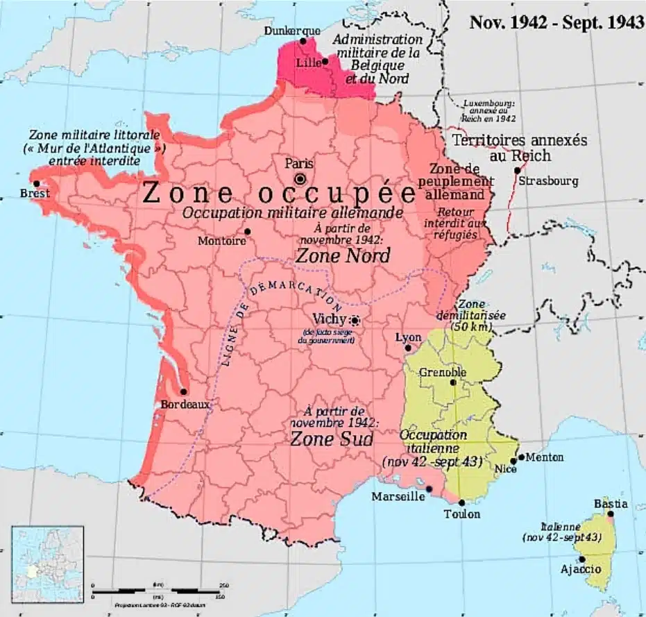 Territoire de la France entre novembre 1942 et septembre 1943 - Eric Gaba | Creative Commons BY-SA 4.0