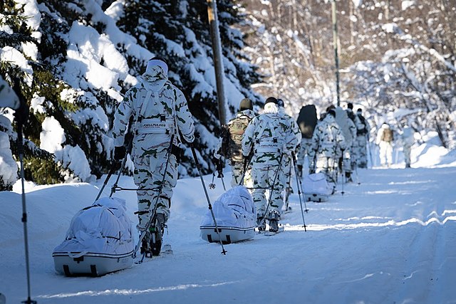 Le 1er mars 2020, 400 soldats de la 27ème BIM ont atterrit au nord de la Norvège pour l'exercice Cold Response 2020. Ici, les membres du 27ème Bataillon de Chasseurs Alpins - Jeremy BESSAT | Licence Ouverte 2.0
