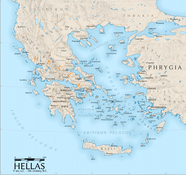 Carte de la Grèce, Samos se trouve à l'est, proche des côtes d'Asie Mineure - Gabriele Zaltron | creative Commons BY-SA 4.0