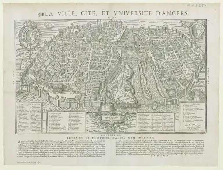La Ville, Cité, et Université d'Angers : Adam Vandellant Inventor ; Raimon Rancurellus Ciebat 1575 - BnF | Domaine public
