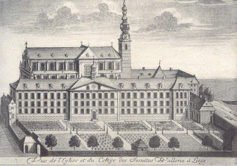 Gravure de l'ancien collège des jésuites de Liège, en Belgique (1740) - Grentidez | Domaine public