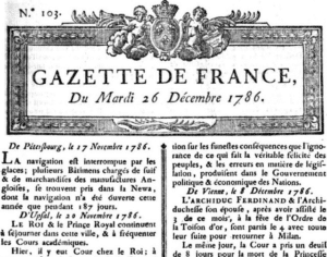 Gazette de France du mardi 26 decembre 1786 | Domaine Public