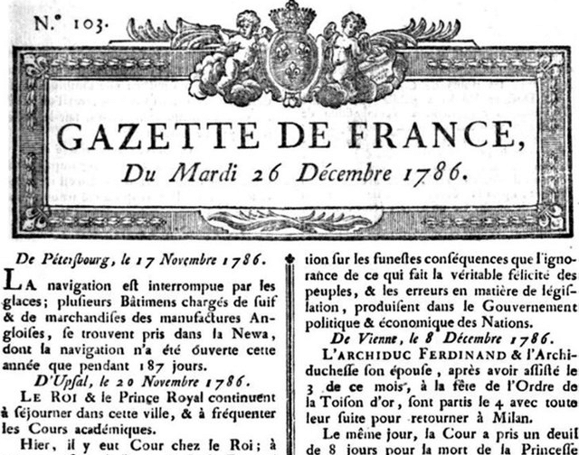 Gazette de France du mardi 26 decembre 1786 | Domaine Public