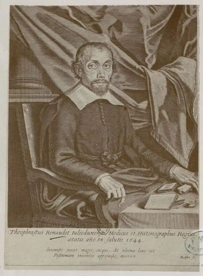 Gravure de Théophraste Renaudot vers 1644 | Domaine public