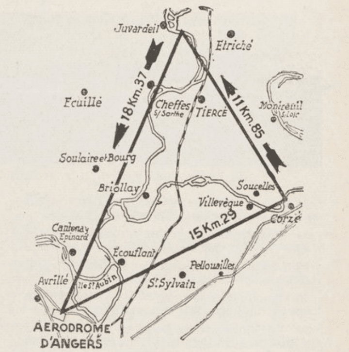 Tracé de la course des 12h d'Angers en 1933 I Source : Bnf