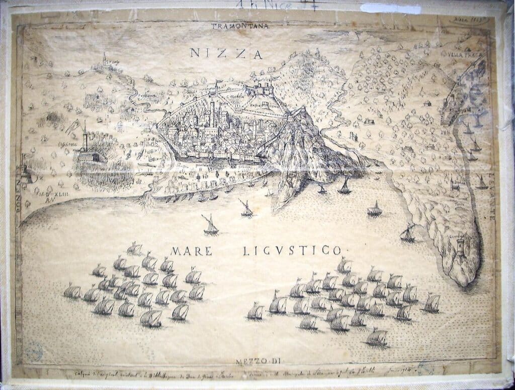 Siège de la flotte ottomane et française devant les remparts de la ville de Nice – 1543 | Domain public
