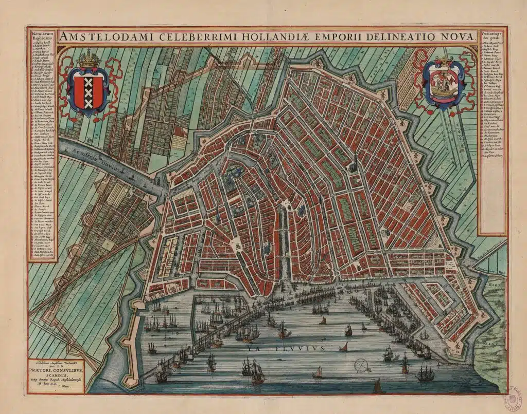 Carte historique d'Amsterdam par Willem et Joan Blaeu, père et fils néerlandais tous deux cartographes du XVIIe siècle - Bibliothèque Nationale d'Espagne | Domaine public