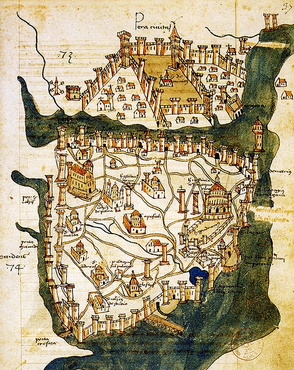 Carte de Constantinople, XVe siècle, Description des îles de l'archipel, Bibliothèque nationale, Paris - Cristoforo Buonduelmonti | Domaine Public