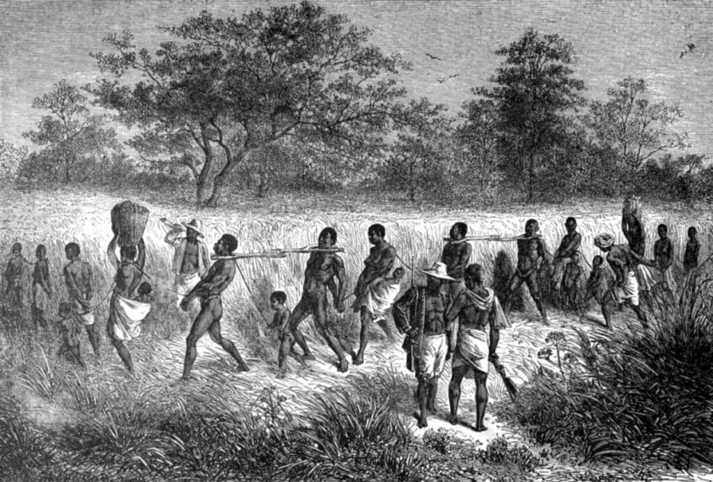 Transport d'esclaves en Afrique centrale, 1919 - Rudolf Cronau | Domaine public