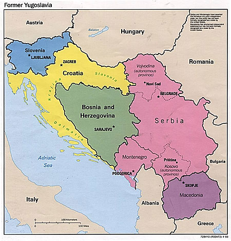 Carte de l'ex-Yougoslavie établie par la CIA en 1993 - CIA | Domaine public