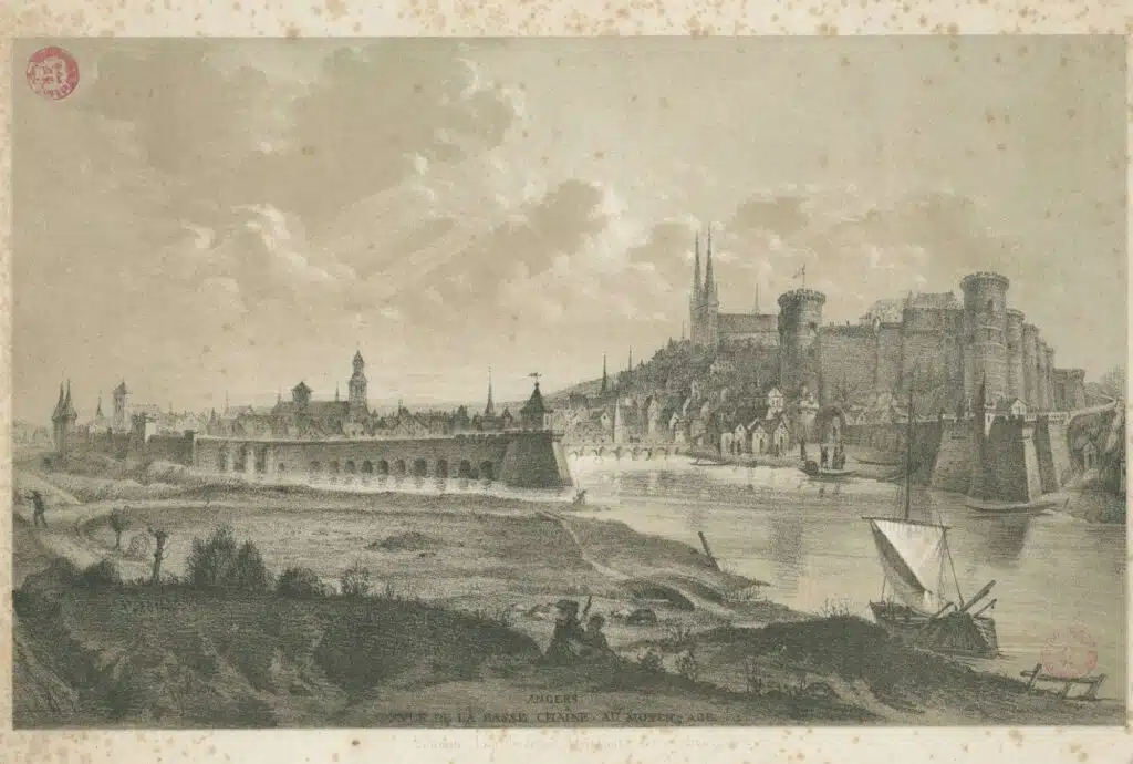 Carte postale de la ville d'Angers, avec une vue de celle-ci au Moyen Âge - Archive départementale du Maine-et-Loire | Licence Ouverte Version 2.0