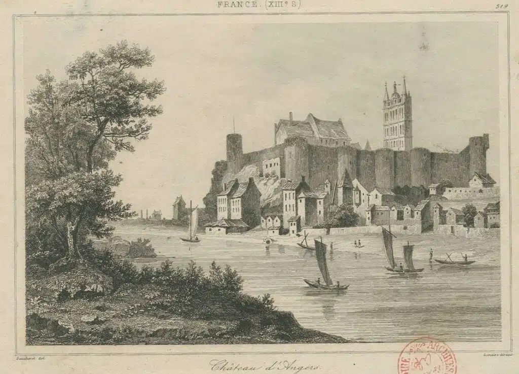 Carte postale du Château d'Angers avec une vue du XIIIe siècle - Archive départementale du Maine-et-Loire | Licence Ouverte Version 2.0