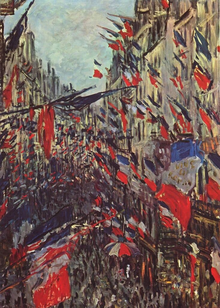 Toile de fond du boulangisme, le nationalisme français et la volonté de revanche sur la Prusse (fête nationale rue Saint-Denis, par Claude Monet, 1878) - Claude Monet (DIRECTMEDIA) | Domaine public