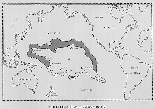 Carte du continent Mu - James Churchward | Domaine public