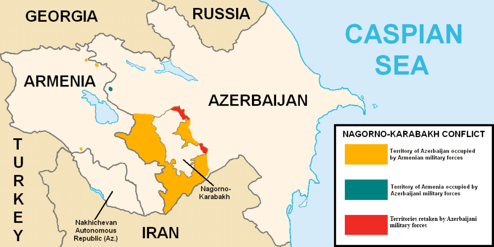 Carte de la région du Haut-Karabagh après la guerre de 2020 et de l'offensive azerbaïdjanaise - Elnur Hajiyev | Domaine public