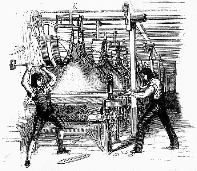 La destruction de machines par les Luddites en 1812 – Chris Sunde | Domaine public