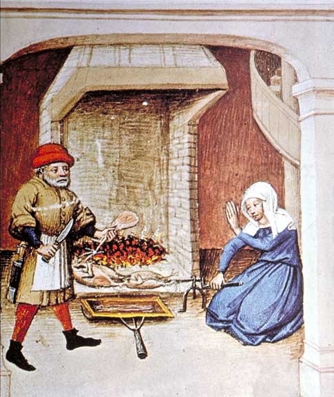 Volaille cuite à la broche et préparation de sauces dans le Décaméron ( 1349-1353 ) de Boccace I Domaine public