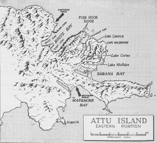 Carte de l'île d'Attu - U.S. Army | Domaine public