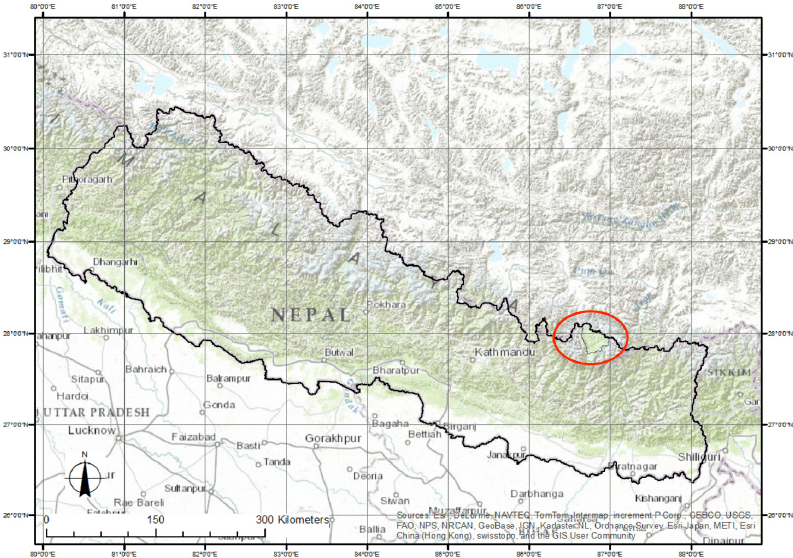 Localisation de la région du Khumbu au Népal - ESRI, World Imagery (2014) | Creative Commons BY-SA 3.0