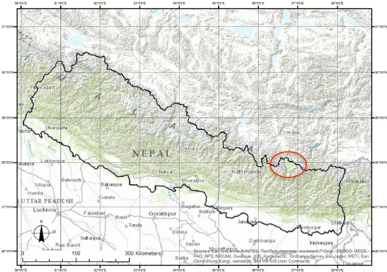 Localisation de la région du Khumbu au Népal - ESRI, World Imagery (2014) | Creative Commons BY-SA 3.0