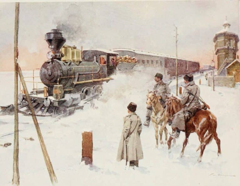 Le chemin de fer transsibérien, illustration de Frédéric de Haenen, 1913 - Internet Archive Book Images | Domaine public