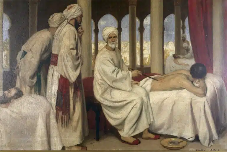Albucasis (Al-Zahwari) infligeant une ampoule à un patient à l'hôpital de Cordoue, 1100 après J.-C - Auteur inconnu | Creative Commons BY 4.0