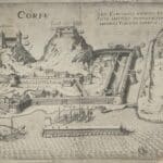 Gravure représentant la guerre entre les Vénitiens et les Turcs autour de Corfou – Nelli Niccolo, Pinargenti Simon | Domaine public