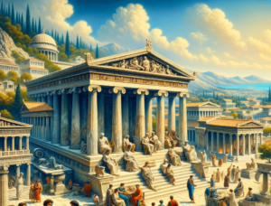 Illustration de la Grèce Antique pour Revue Histoire - DALL-E