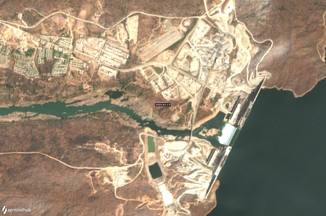 Grand Ethiopian Renaissance Dam Sentinel-2 L2A - 14 janvier 2022 | Copernicus Sentinel data