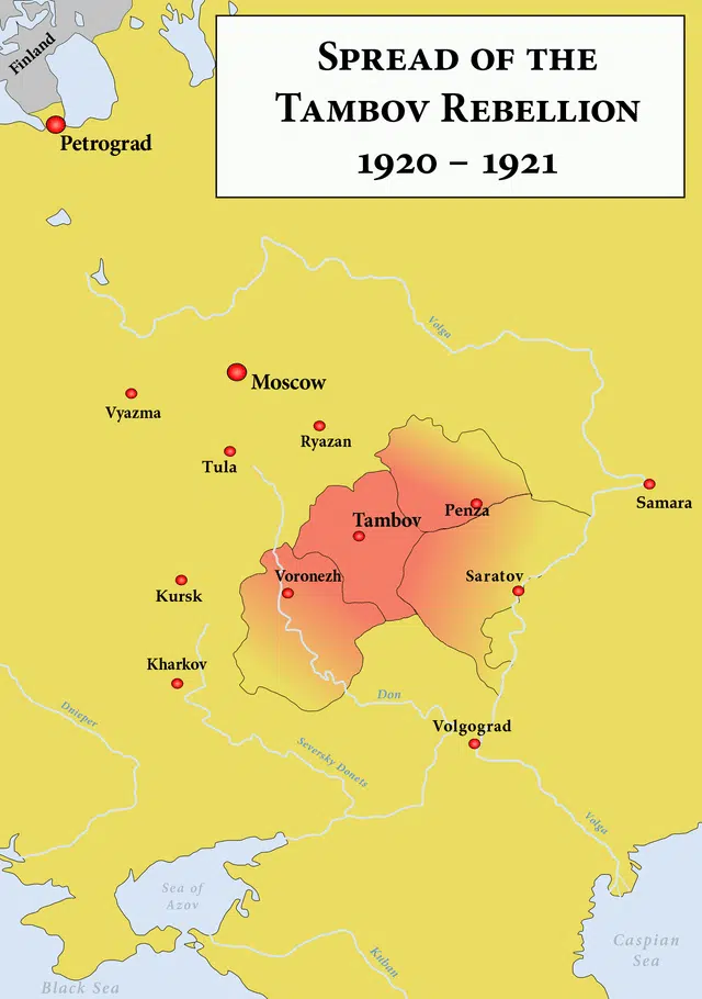 L’étendue de la rébellion du Tambov – P. S. Burton d’après Memnon335bc | Creative Commons Attribution 3.0