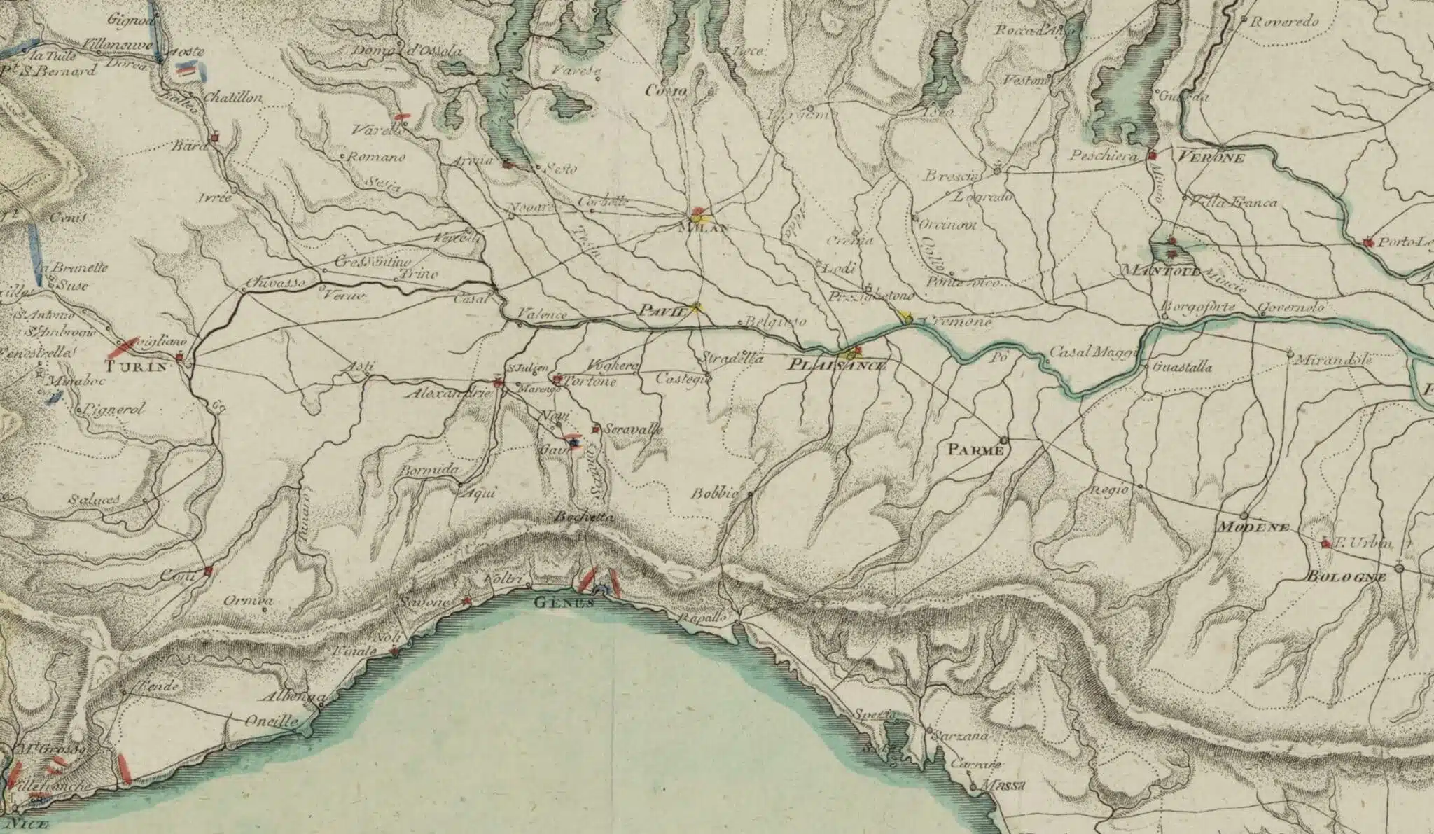 Extrait de Quatre cartes pour la Campagne d'Italie en 1800 - BNF I Domaine Public