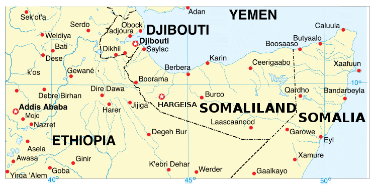 Carte du Somaliland à ce jour au sein de la Corne de l'Afrique | Petercorless - Creative Commons