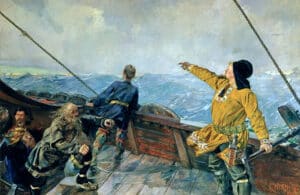 Le tableau “Leif Erikson découvre l'Amérique” de la Galerie nationale d’Oslo - Christian Krohg | Domaine public